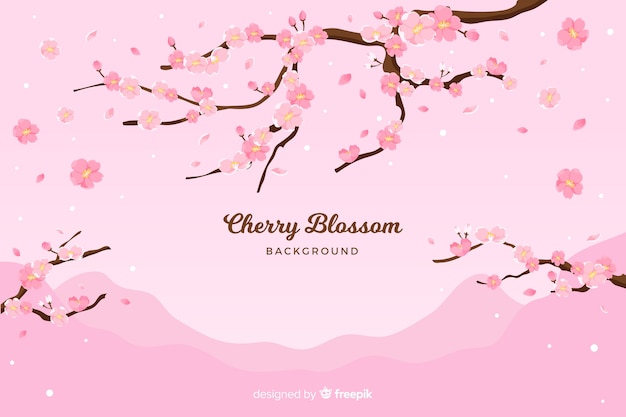 Hand drawn cherry blossom background