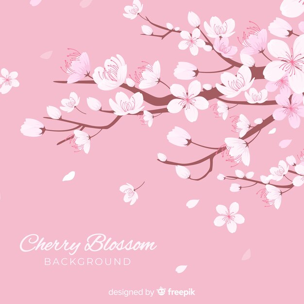 Hand drawn cherry blossom background