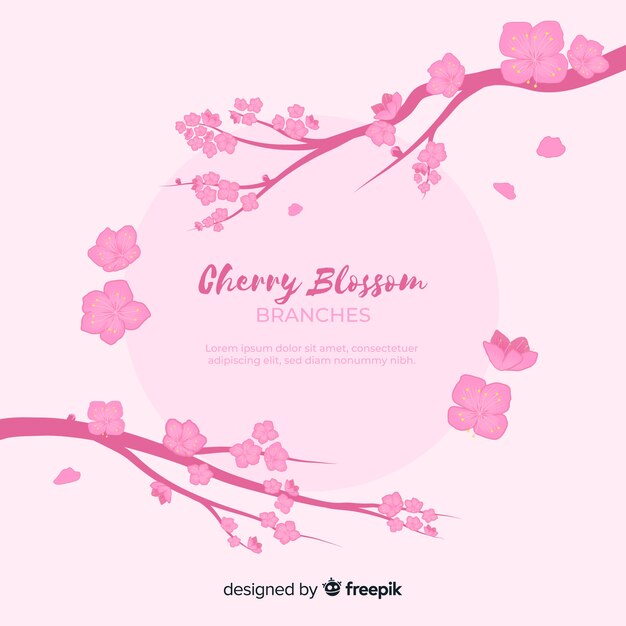 Hand drawn cherry blossom branch background