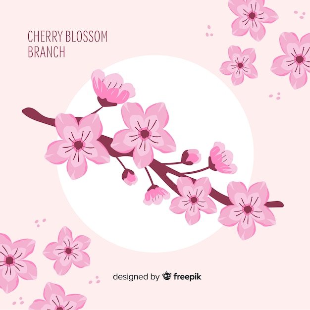 Hand drawn cherry blossom branch background