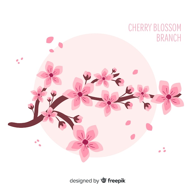 Hand drawn cherry blossom branch background