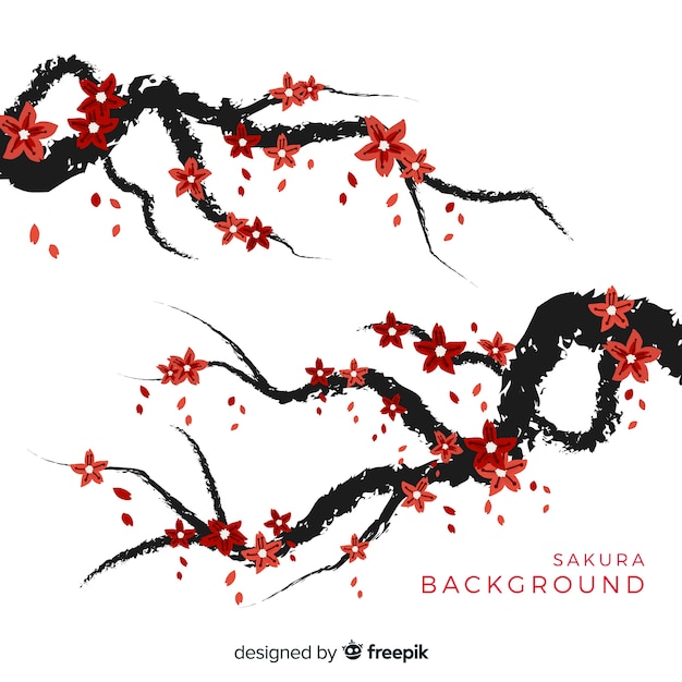 Free vector hand drawn cherry blossom branch background