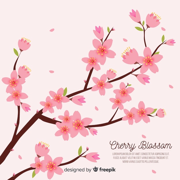 Hand drawn cherry blossom branch background