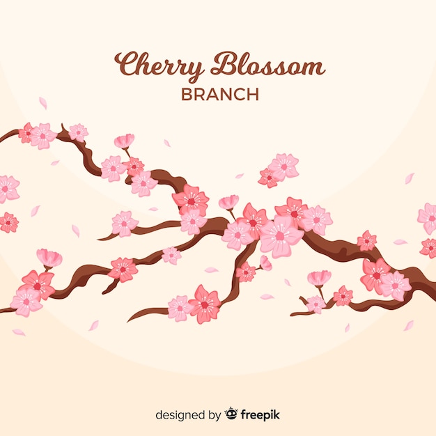 Free Vector hand drawn cherry blossom branch background