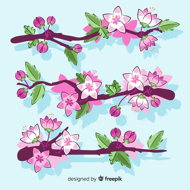 Hand drawn cherry blossom branch background