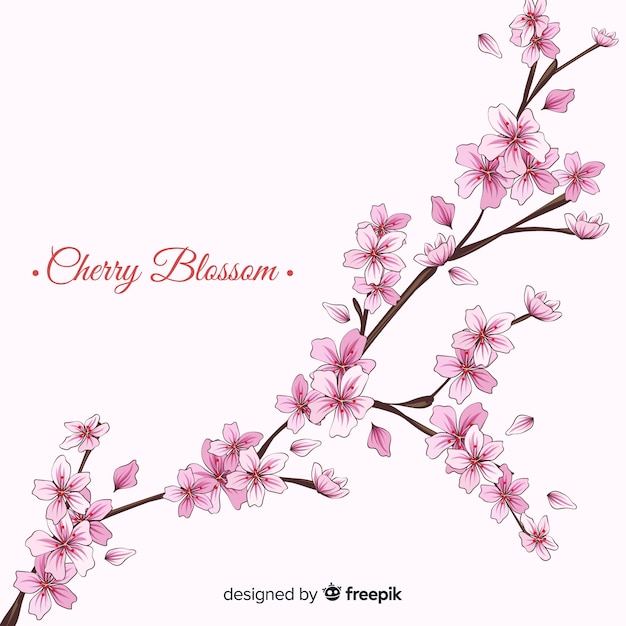 Free Vector hand drawn cherry blossom branch background