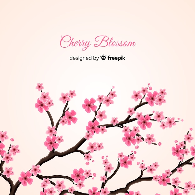 Hand drawn cherry blossom branch 