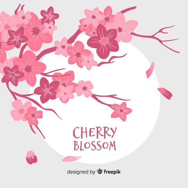 Hand drawn cherry blossom branch