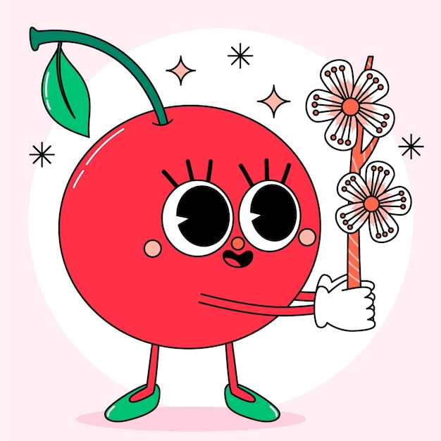 Free vector hand drawn cherry cartoon illustration