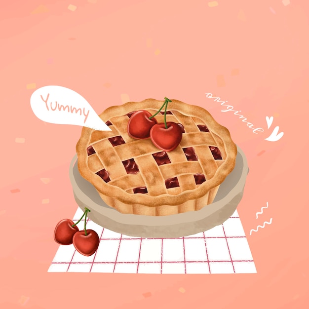 Free Vector hand drawn cherry pie vector