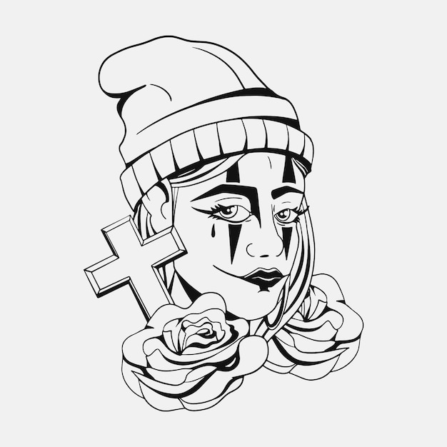 Free Vector hand drawn chicano tattoo illustration