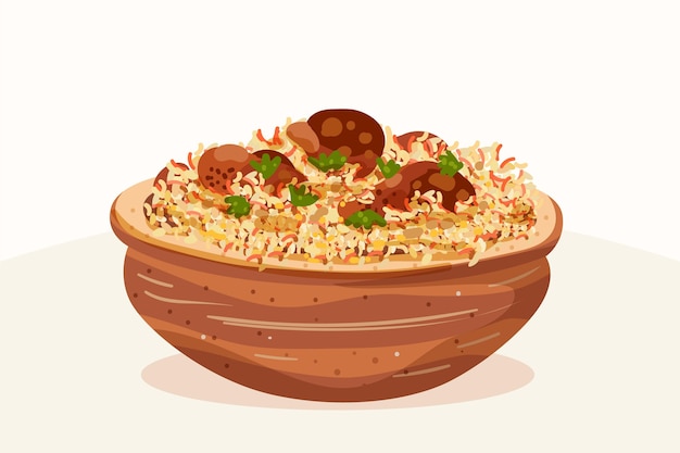 Free Vector hand drawn chicken biryani