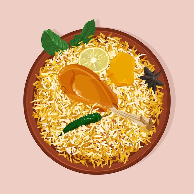 Hand drawn chicken biryani