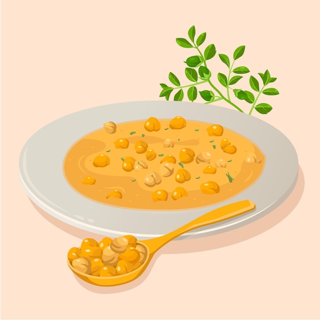 Free Vector hand drawn chickpea beans and plant