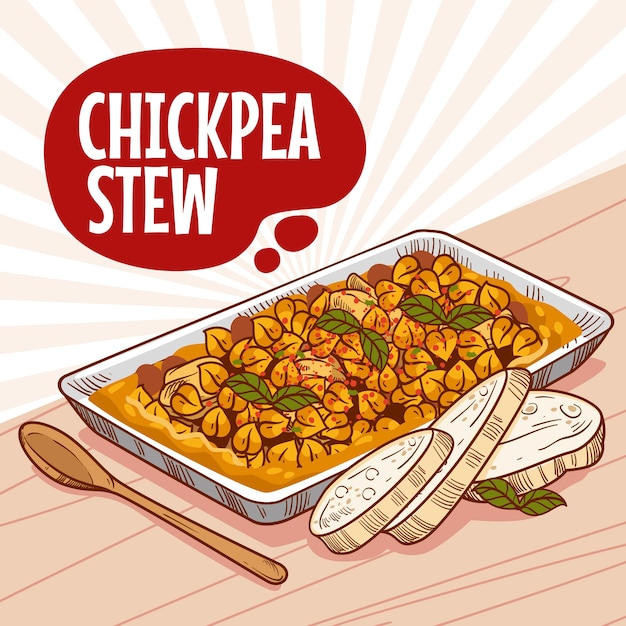 Free Vector hand drawn chickpea stew illustration