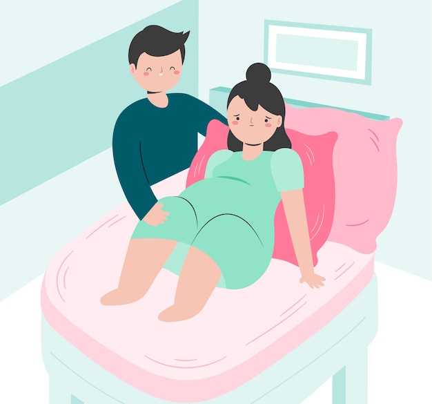 Hand drawn childbirth scene illustrated