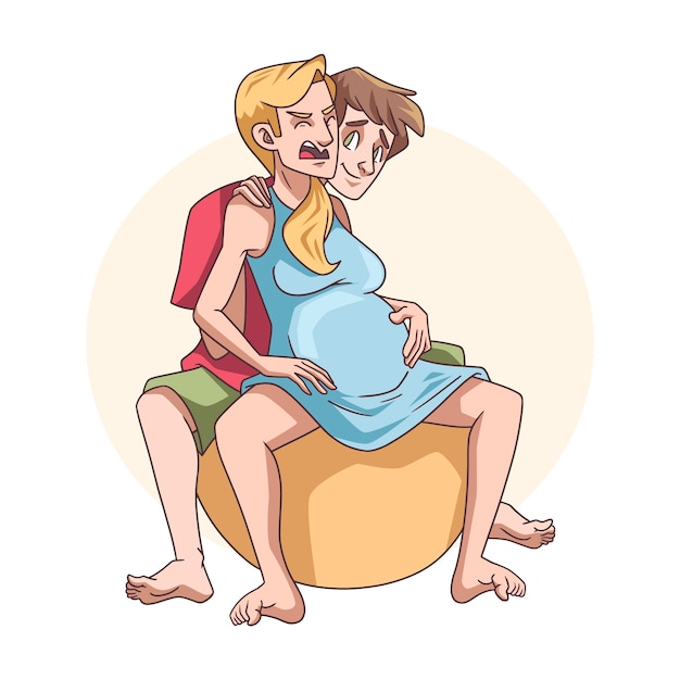 Free Vector hand drawn childbirth scene