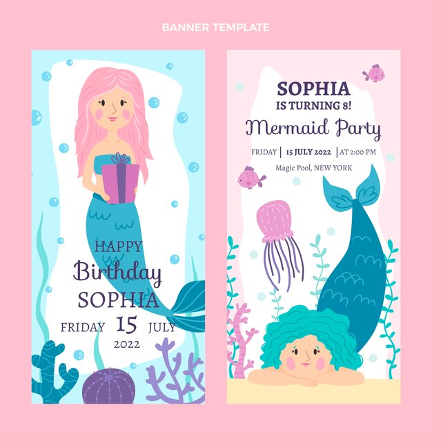 Hand drawn childlike birthday banners