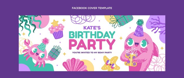 Hand drawn childlike birthday 
facebook cover