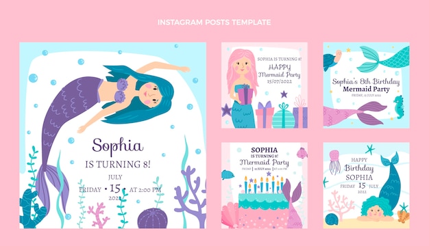 Free Vector hand drawn childlike birthday instagram post