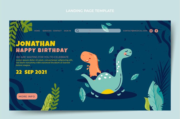 Hand drawn childlike birthday landing page