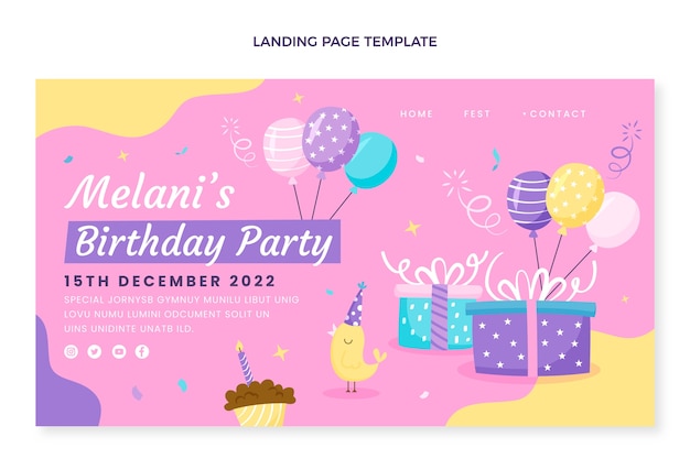 Hand drawn childlike birthday landing page