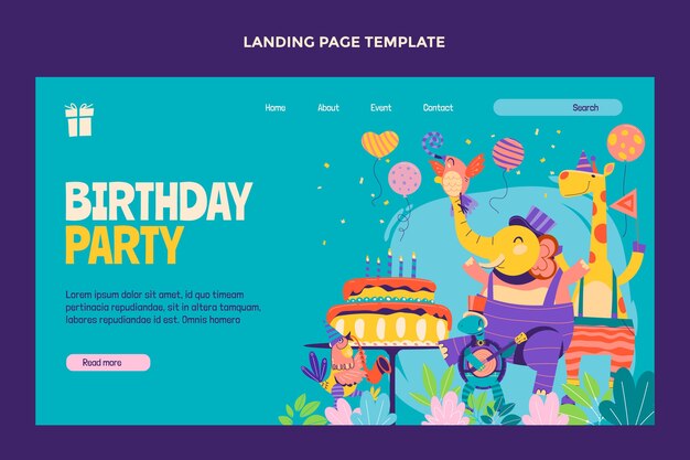 Hand drawn childlike birthday landing page