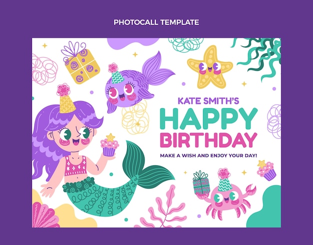 Free Vector hand drawn childlike birthday 
photocall