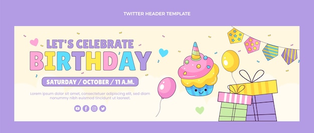 Hand drawn childlike birthday twitter header