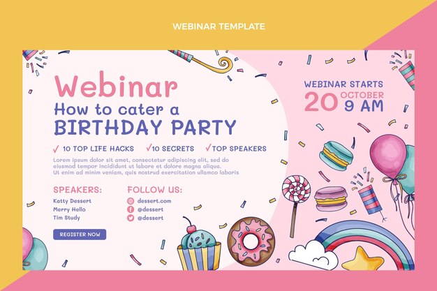 Hand drawn childlike birthday webinar