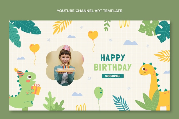 Hand drawn childlike birthday youtube channel art