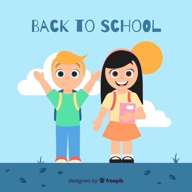 Hand drawn children back to school