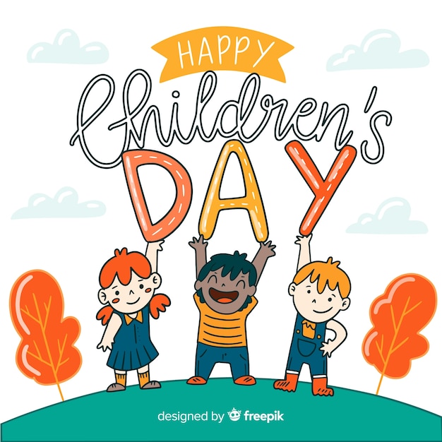 Hand drawn children's day background