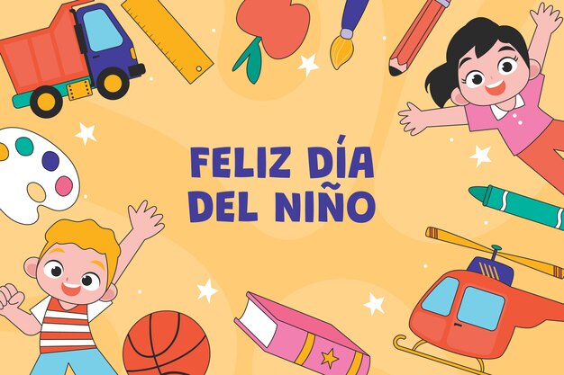 Hand drawn children's day in spanish background