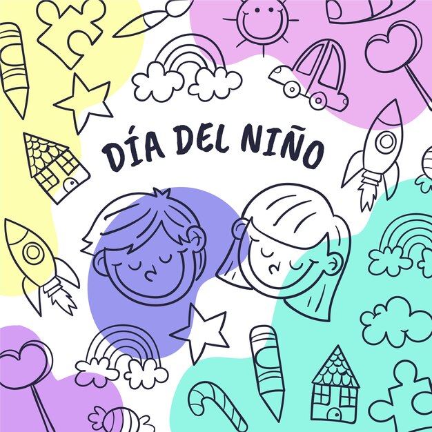 Hand drawn children's day in spanish illustration