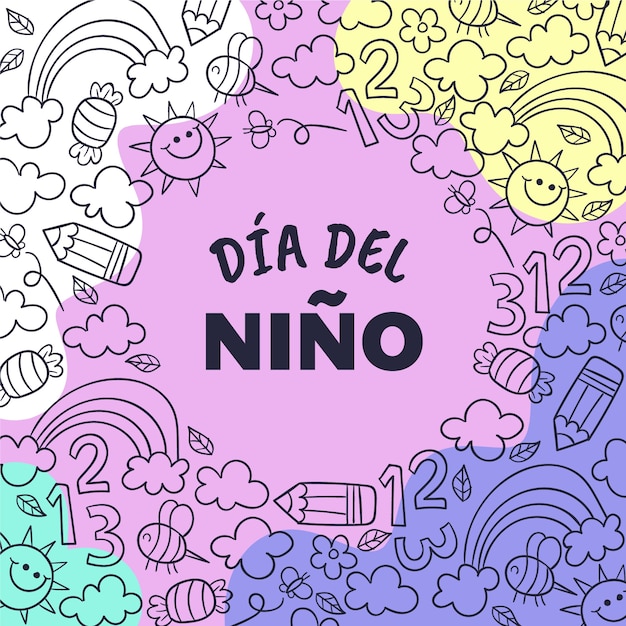 Hand drawn children's day in spanish illustration