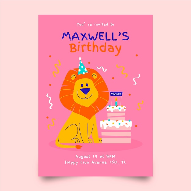 Free Vector hand drawn children's party card invitation