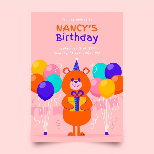 Free Vector hand drawn children's party card invitation