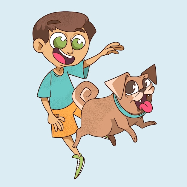 Free Vector hand drawn children with animals illustration