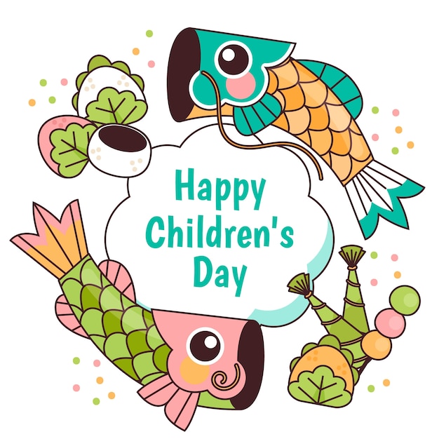 Hand drawn childrens day illustration