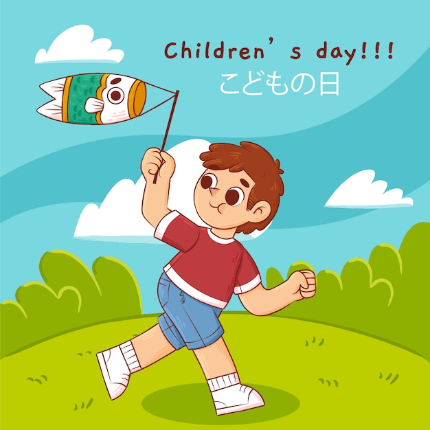 Hand drawn childrens day illustration