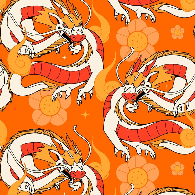 Hand drawn chinese dragon pattern design