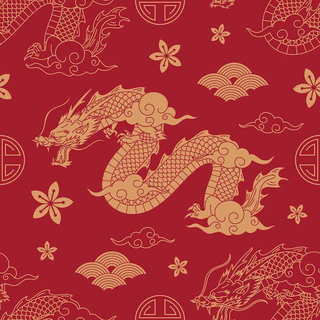 Free vector hand drawn chinese dragon pattern