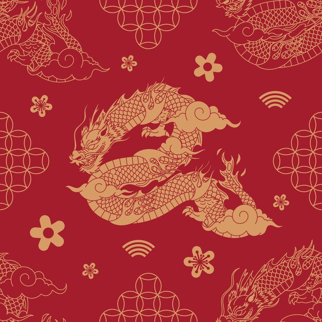 Hand drawn chinese dragon pattern