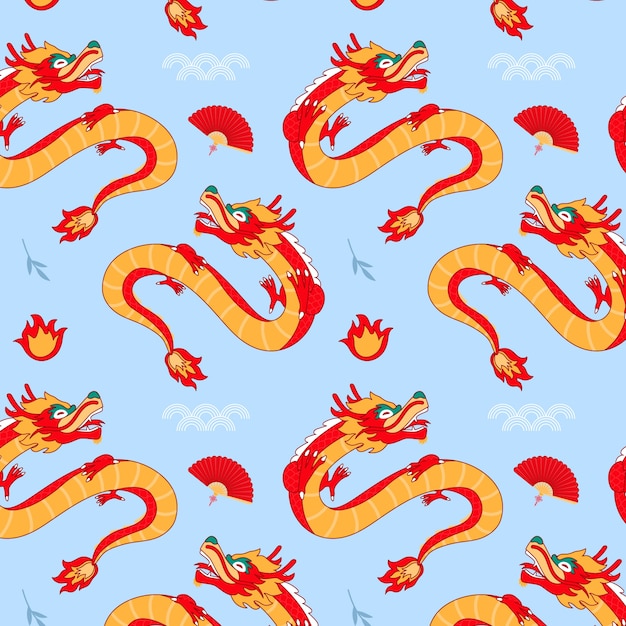 Free vector hand drawn chinese dragon pattern