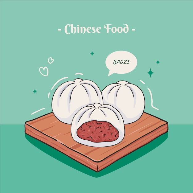 Hand drawn chinese food illustration