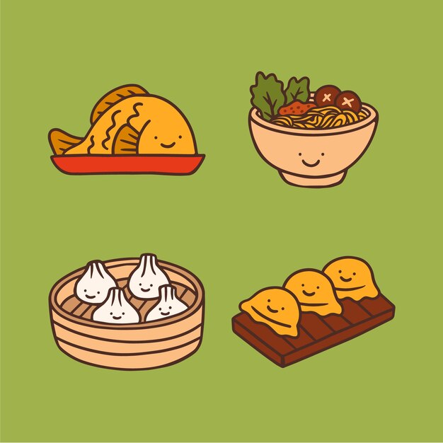 Hand drawn chinese food illustration