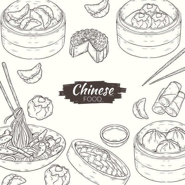 Hand drawn chinese food illustration