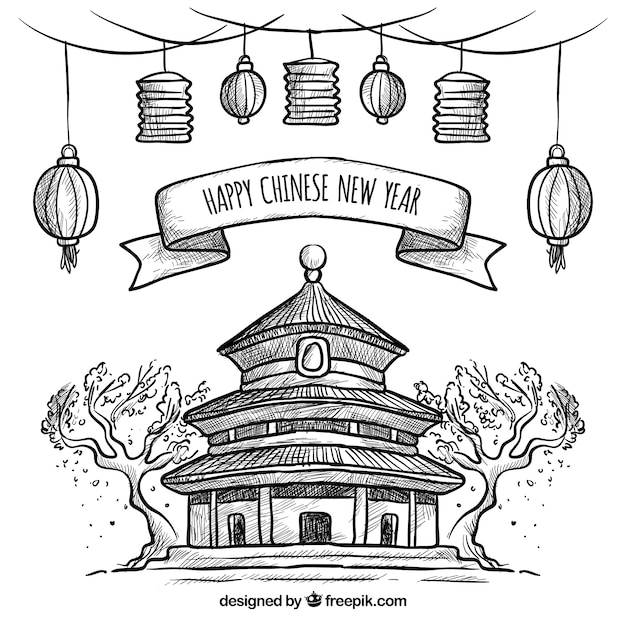 Free Vector hand drawn chinese new year background