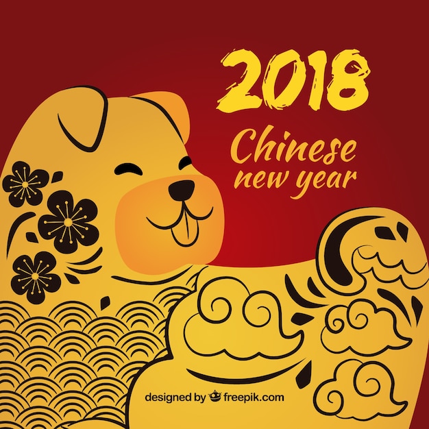 Hand drawn chinese new year background